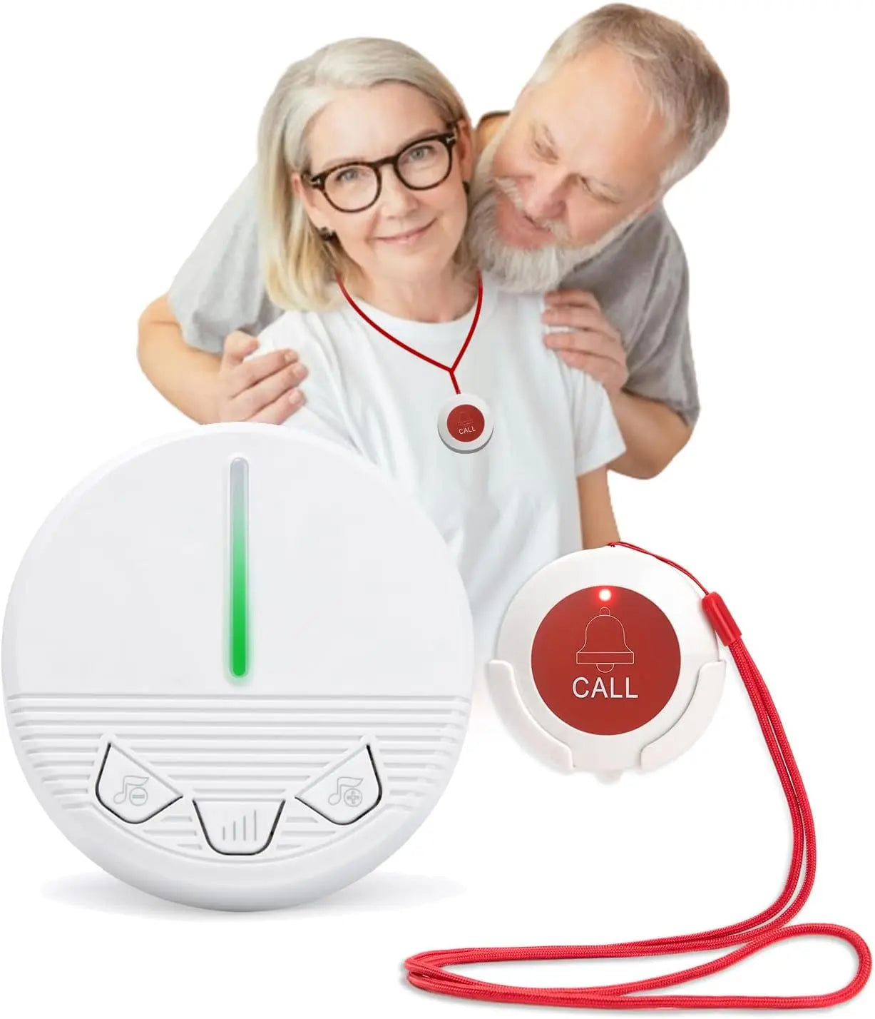 Wireless Caregiver Pager Life Alert System SOS Panic Call Button with Door Light for Seniors Disabled Elderly Home Hospital