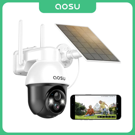 3MP PTZ Solar Security Camera 5000mAh Battery Wireless 2.4Ghz WIFI Camera PIR AI Detection 2-Way Audio Outdoor CCTV Camera