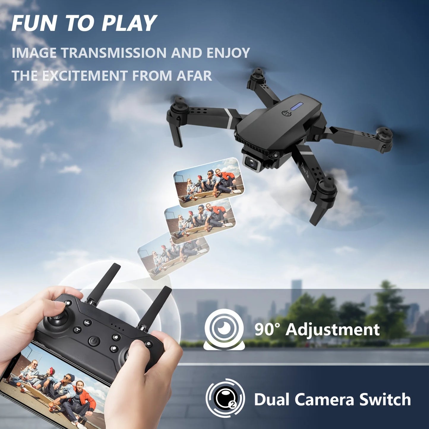 2025 E88Pro RC Drone 4K Professinal With 3 Battery 1080P Wide Angle HD Camera Foldable Helicopter WIFI FPV Height Hold Gift Toy