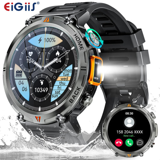 2025 New Bluetooth Call smartwatch for men Full Touch Screen With Health Monitor heart rate Flashlight Smart watch