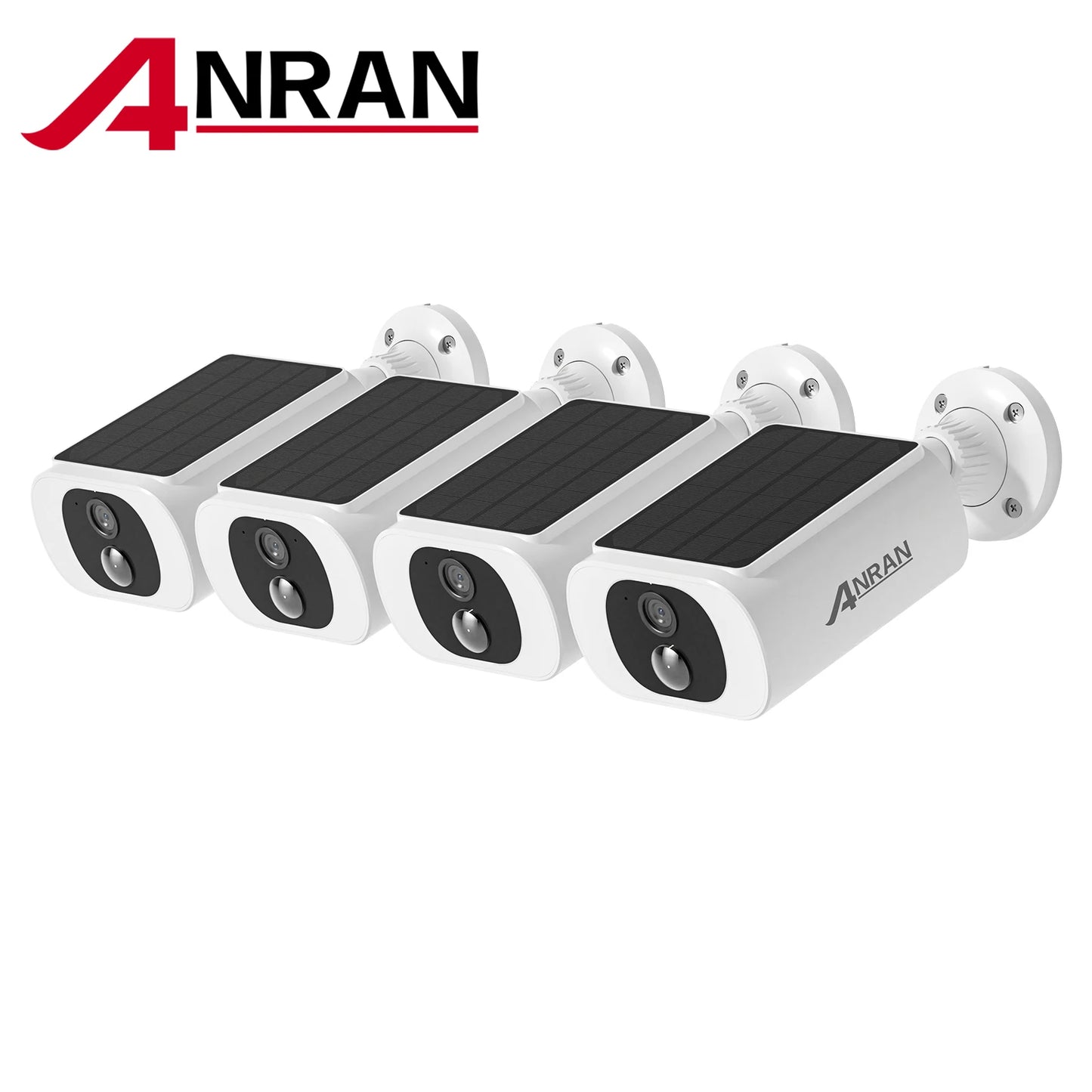 ANRAN 2K Solar Camera 4PCS Home Security Cameras Set 2.4G Wireless WIFI Camera Built-in Battery,Floodlight,Color Night Vision