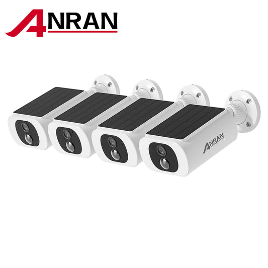 ANRAN 2K Solar Camera 4PCS Home Security Cameras Set 2.4G Wireless WIFI Camera Built-in Battery,Floodlight,Color Night Vision
