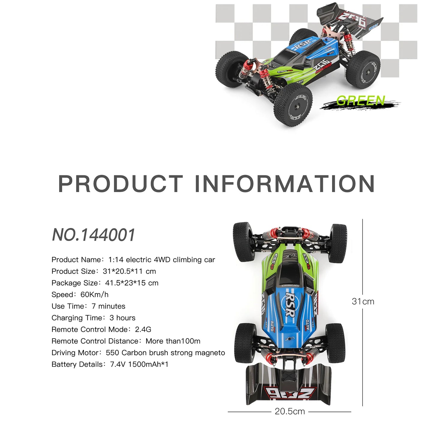 144001 RTR 2.4GHz 60km/h High Speed Drift Racing Car Remote Control Car
