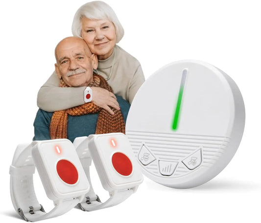 Wireless Caregiver Pager Life Alert System SOS Panic Call Button with Door Light for Seniors Disabled Elderly Home Hospital