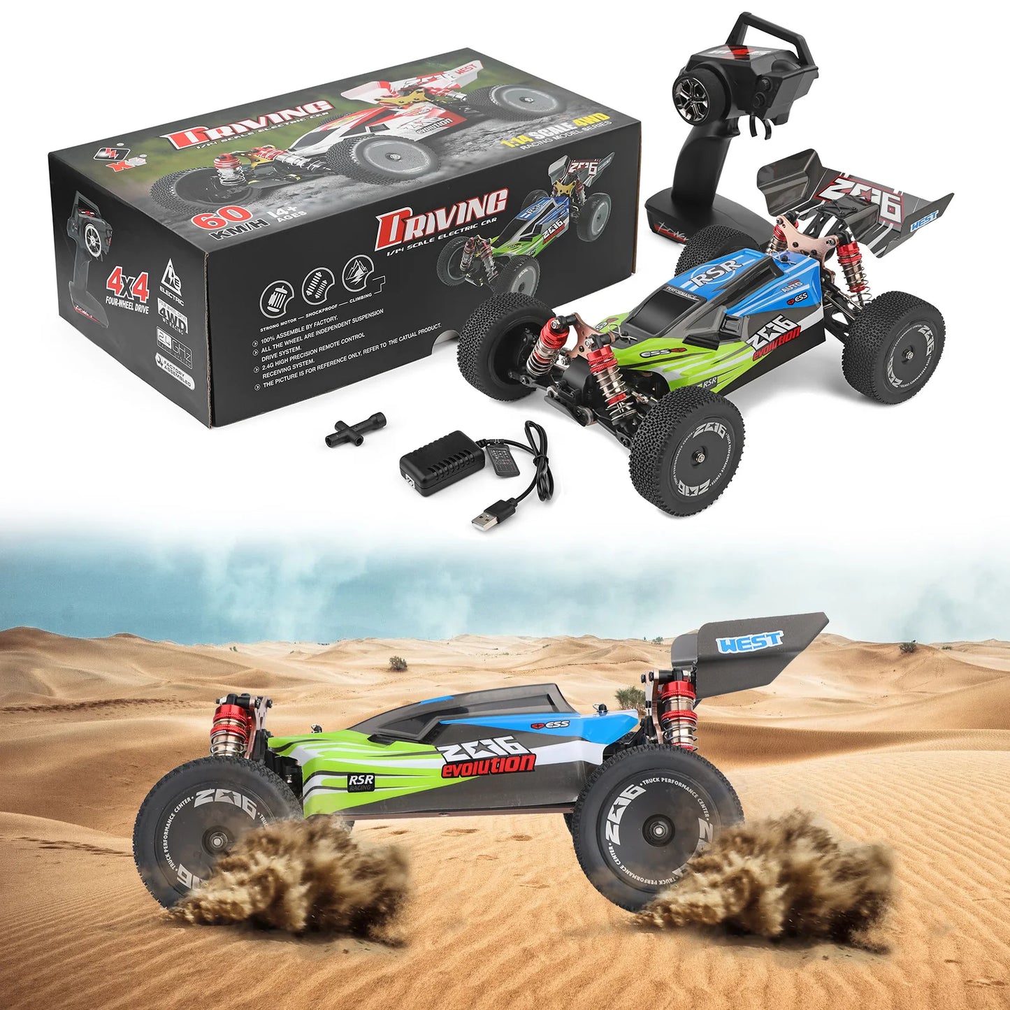 144001 RTR 2.4GHz 60km/h High Speed Drift Racing Car Remote Control Car