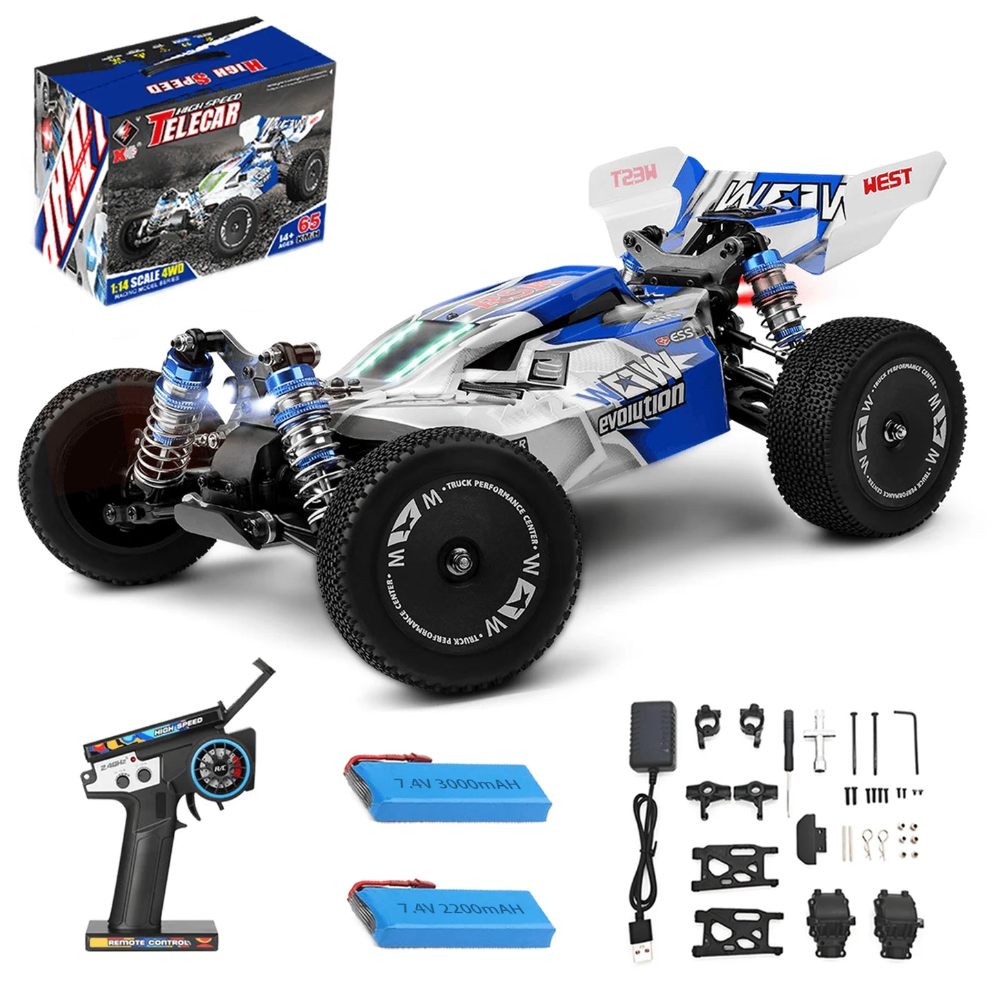 WLtoys 144011 1/14 4WD RC Car, Max 43 Mph Off-road Remote Control Car,Upgraded version(144001V2) ,Suitable for Outdoors and gift