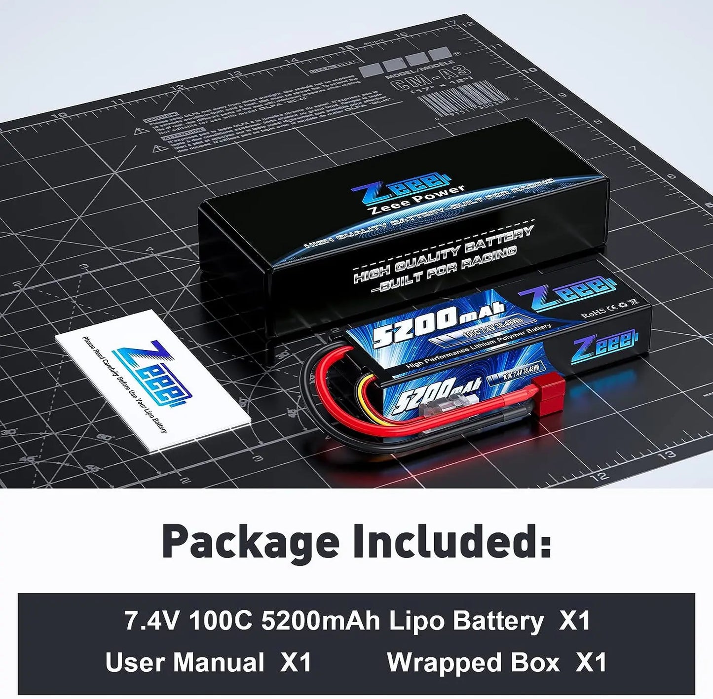1/2 Units Zeee Lipo Battery 2S 7.4V 100C 5200mAh with Deans Connector for RC Car Truck Vehicle Buggy Losi RC Racing Models Parts