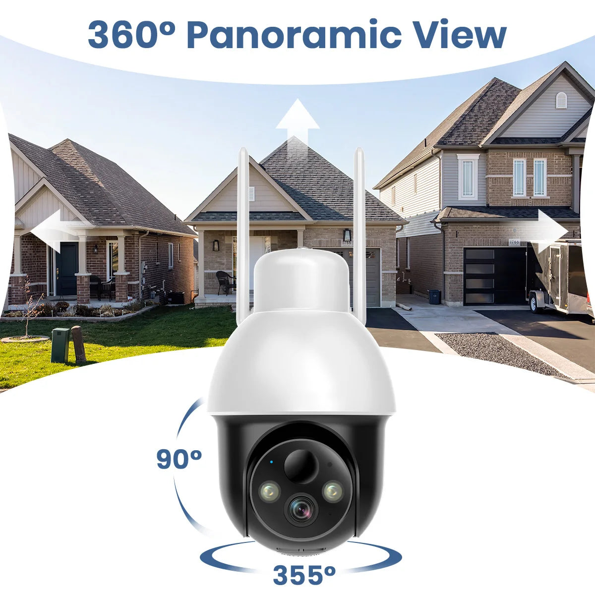 3MP PTZ Solar Security Camera 5000mAh Battery Wireless 2.4Ghz WIFI Camera PIR AI Detection 2-Way Audio Outdoor CCTV Camera