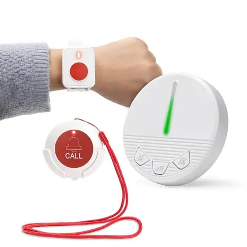 Wireless Caregiver Pager Life Alert System SOS Panic Call Button with Door Light for Seniors Disabled Elderly Home Hospital